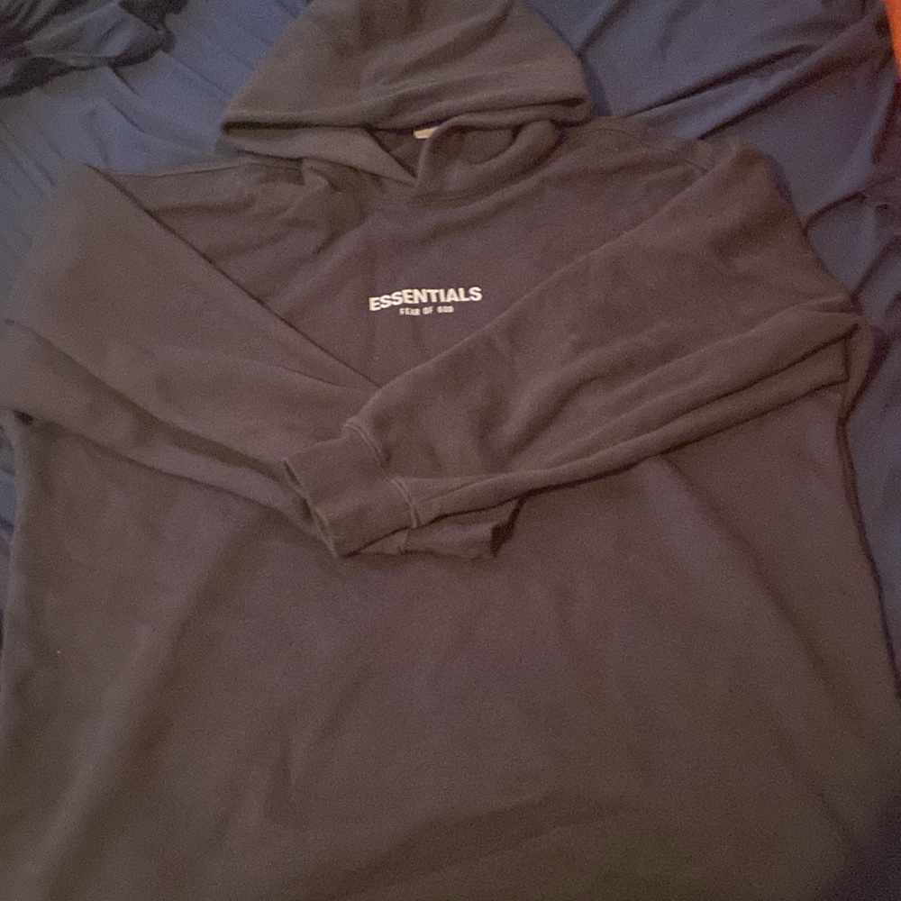 Off Black Relaxed Fit Essentials Hoodie